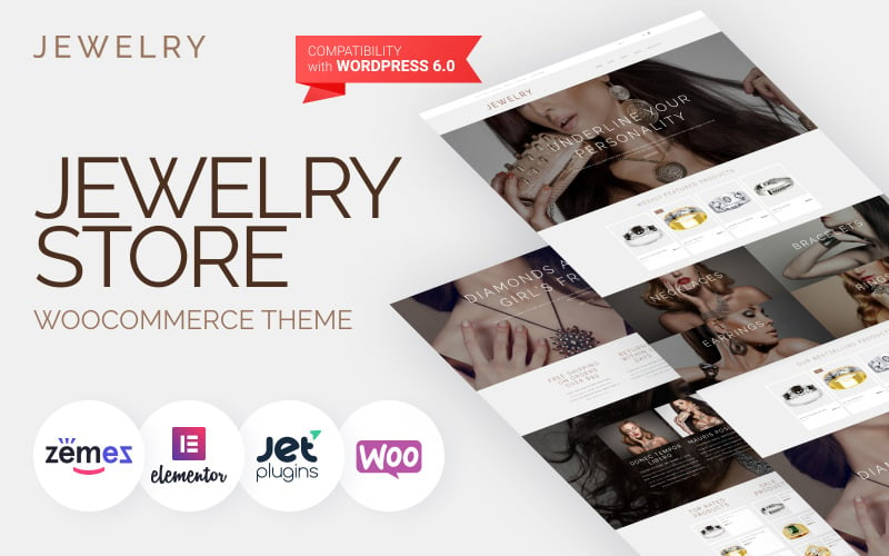 Biżuteria - Szablon projektu strony z biżuterią dla sklepów internetowych Motyw WooCommerce
