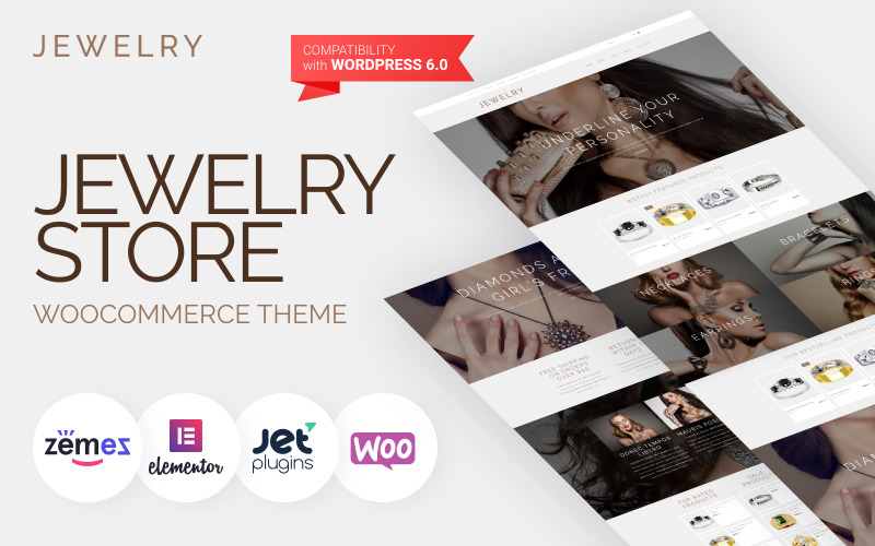 Joyería - Plantilla de diseño de sitio web de joyería para tiendas en línea Tema WooCommerce