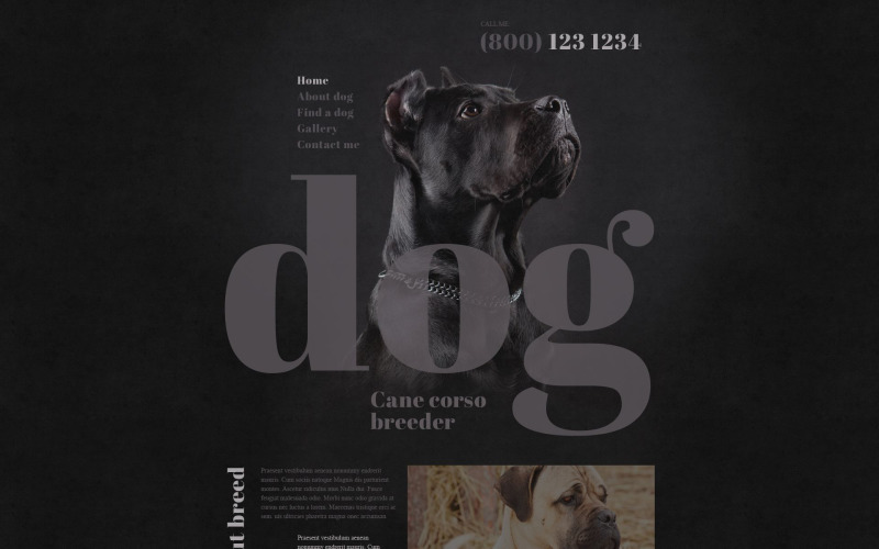 Modello di sito Web per allevatori di cani