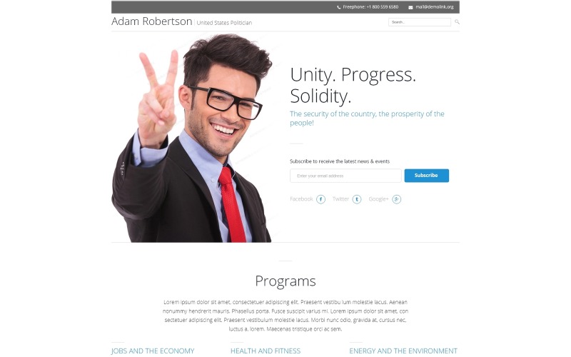 политический кандидат отзывчивый шаблон целевой страницы