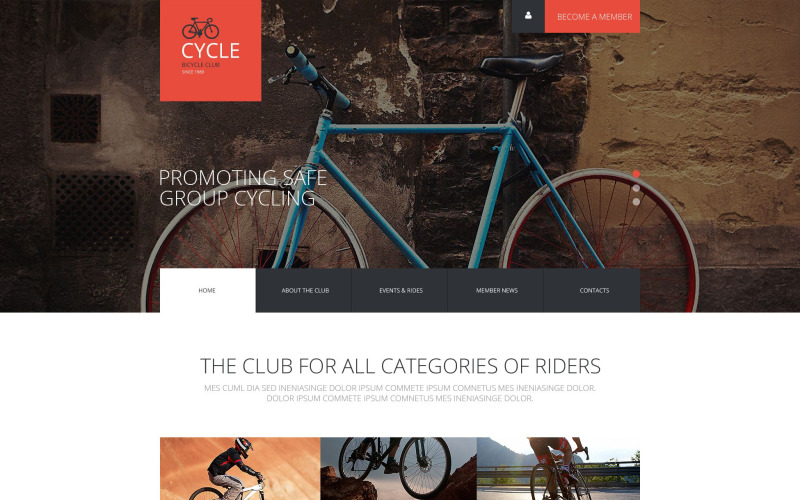 Шаблон сайта велосипедного клуба