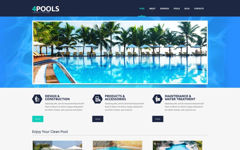 Thème WordPress réactif pour piscine