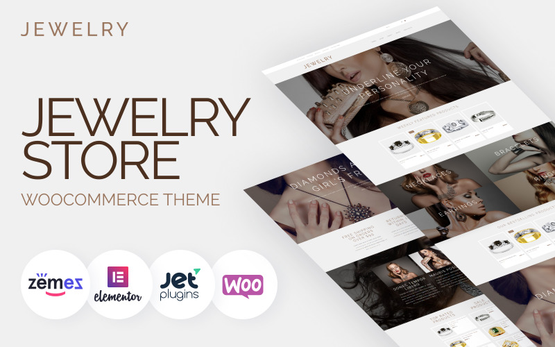 Ювелирные изделия - шаблон дизайна веб-сайта ювелирных изделий для интернет-магазинов Тема WooCommerce