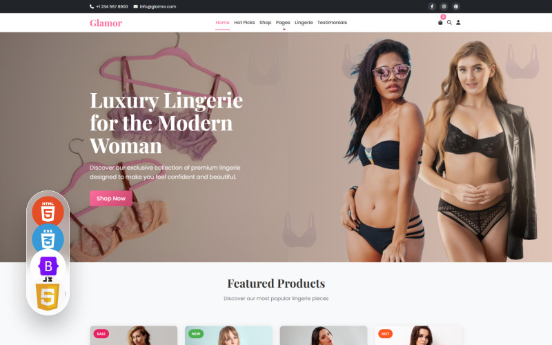 Glamour - HTML-mall för underkläder och underkläder