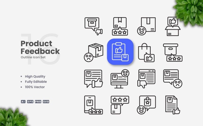 16 Productfeedback-contourpictogrammenset