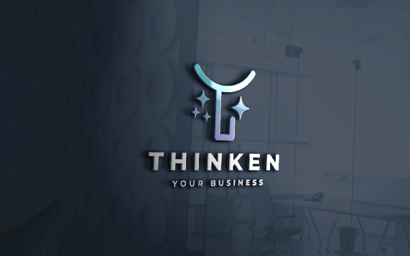 Logo Thinken astratto T scintillante
