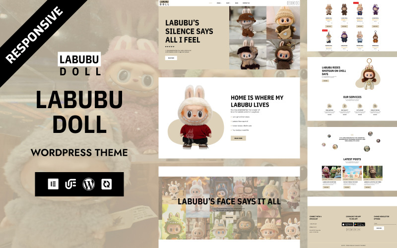 Poupée Labubu - Thème WooCommerce Elementor pour magasin de jouets et d'objets d'art