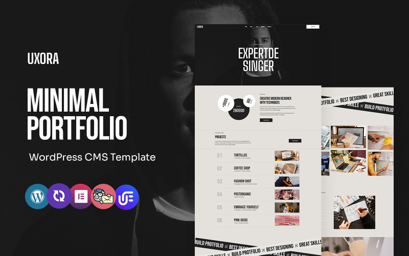 Uxora - Minimalista portfóliójú, többcélú WordPress Elementor sablon