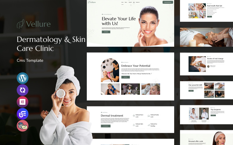 Vellure - Wielofunkcyjny responsywny motyw WordPress dla kliniki dermatologicznej i kosmetologicznej