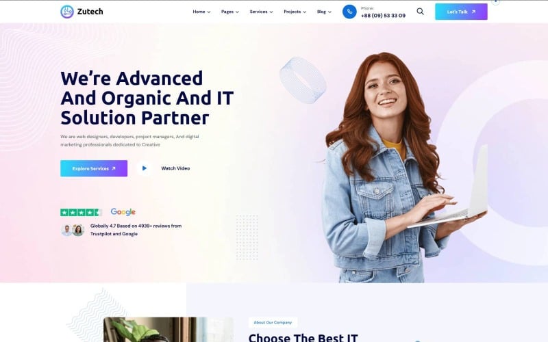 Zutech - WordPress-tema för IT-lösningar och teknik