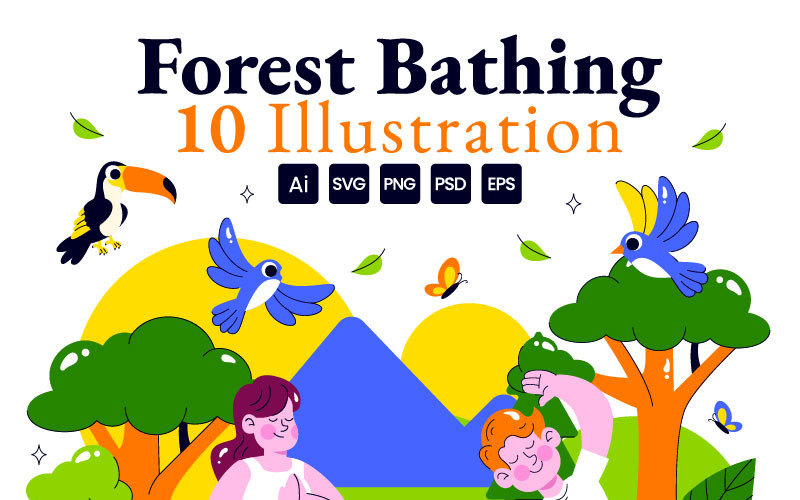 10 skogsbad vektorillustration