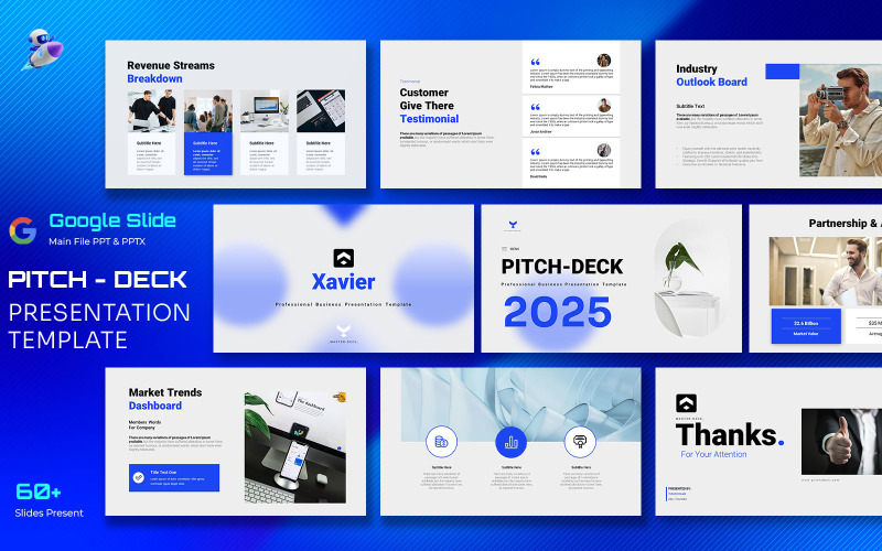 Szablon prezentacji Google Pitch & Proposal Master-Deck dla Xaviera