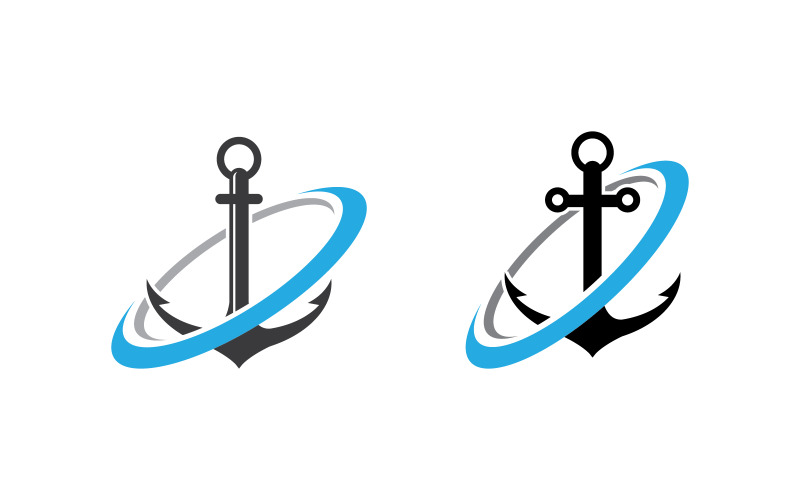 Modelo de design de logotipo de ícone de ilustração de âncora v1.7