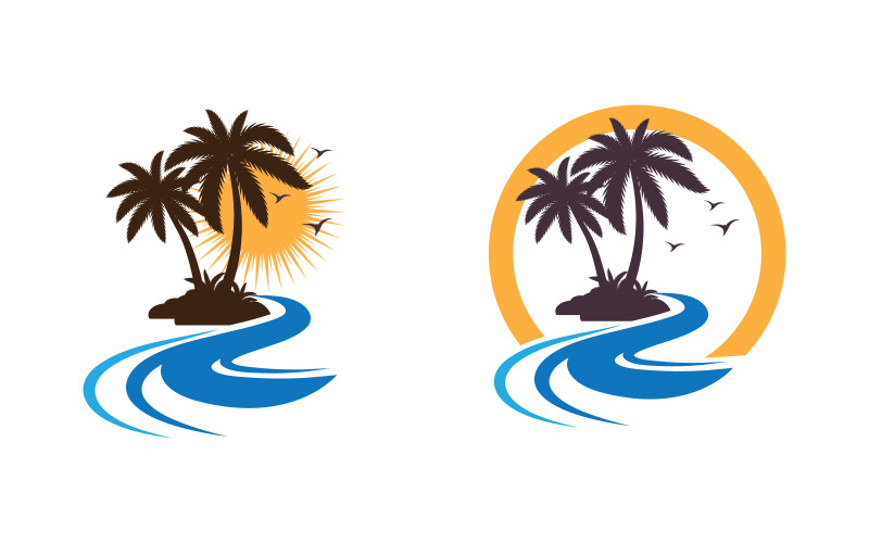 Ilustracja ikony wakacji na plaży z palmą w wersji 1.5
