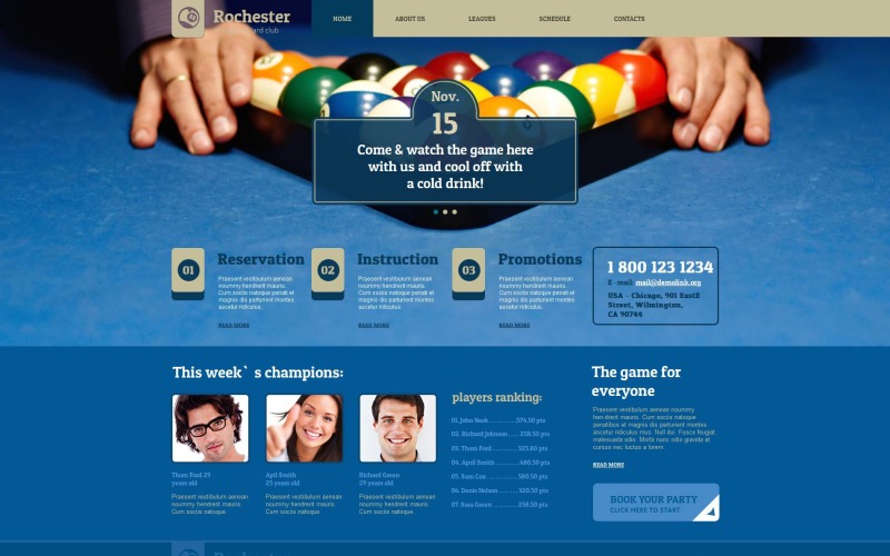 бильярд moto cms html шаблон