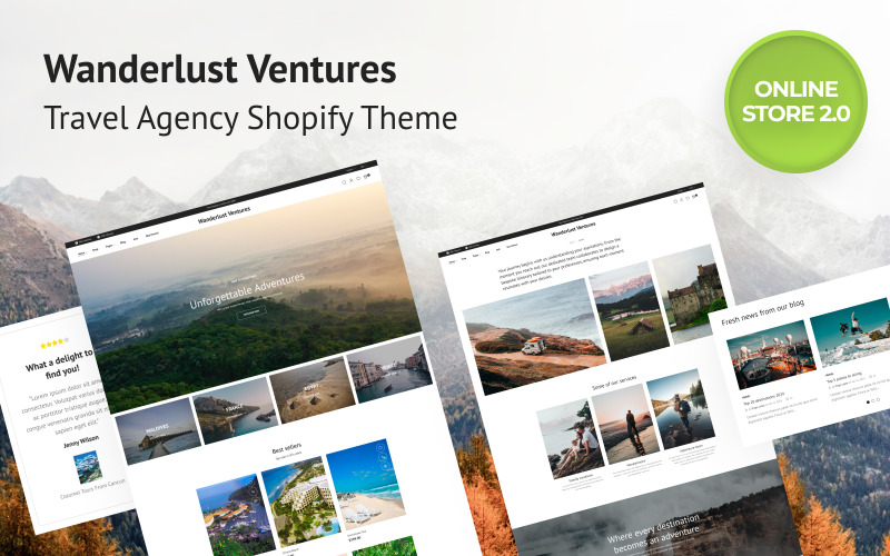 Motyw Wanderlust Ventures Travel Shopify Sklep internetowy 2.0