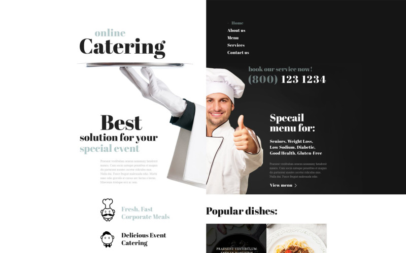 Responsieve websitesjabloon voor catering