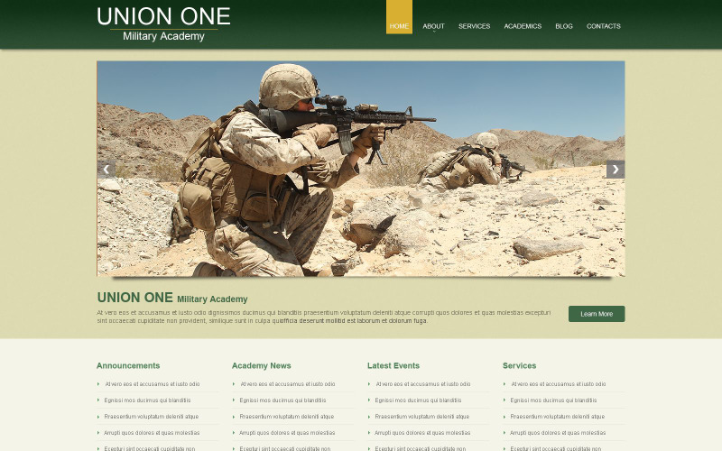 Responsive WordPress-thema van de militaire school