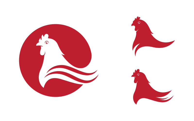 Шаблон дизайна иллюстрации логотипа концепции Red Chicken Fried v1.3
