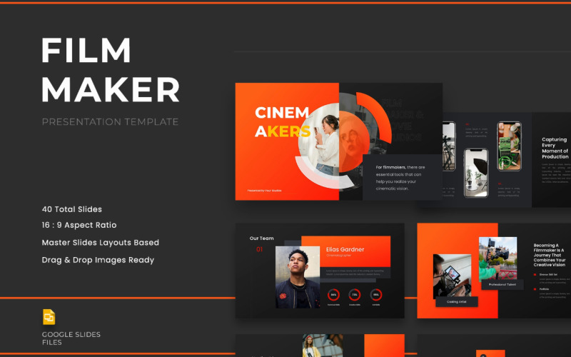 Cinemakers – Filmmaker & Filmstudio Google Slides-sjabloon