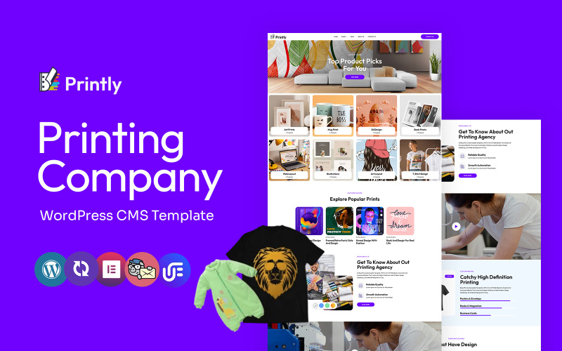 Printly - Baskı Dükkanı ve Baskı Şirketi Çok Amaçlı WordPress Elementor Teması