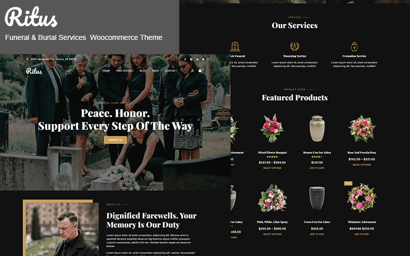 Ritus - Tema Woocommerce per servizi funebri e di sepoltura