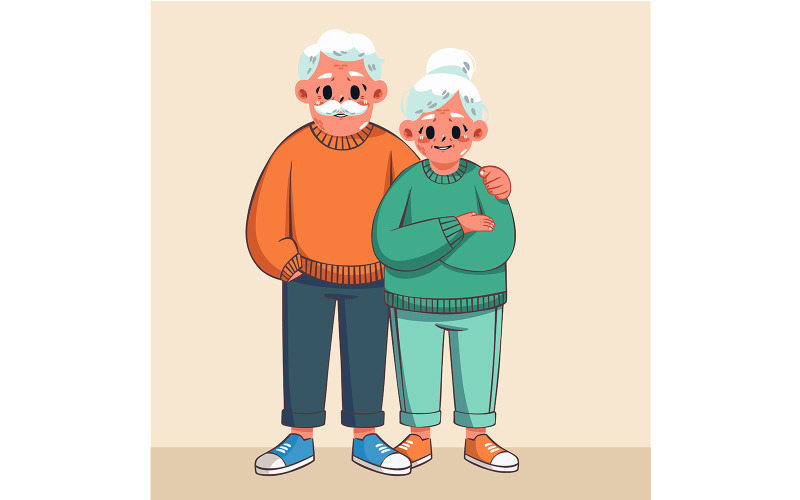 Ancianos LIBRES de pie juntos en una pose amistosa