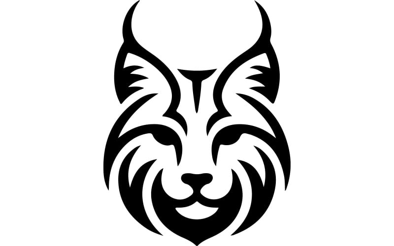 Design de logotipo minimalista para uma silhueta de cabeça de lince