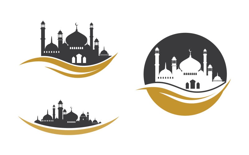 Moskee Islamitische Vector logo ontwerp illustratie Sjabloon v3.2