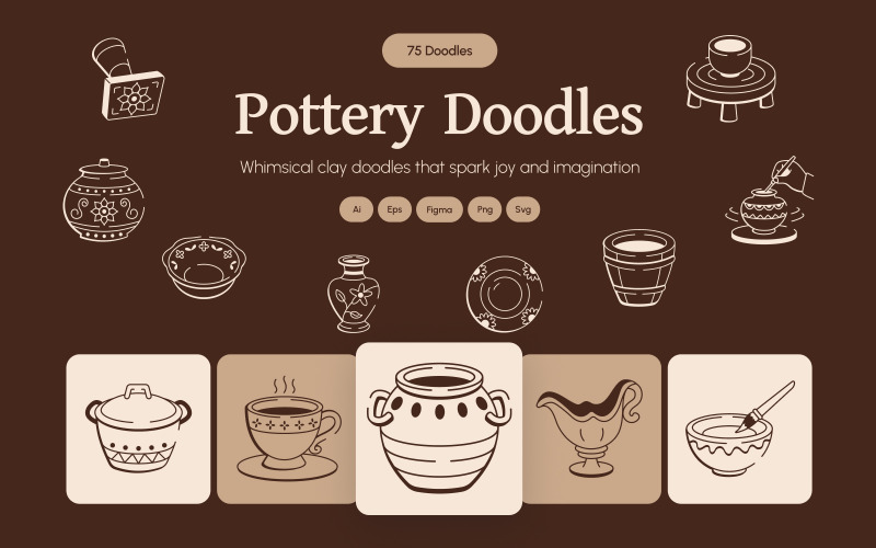 Set di scarabocchi di ceramica moderna