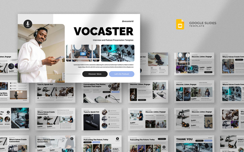 Vocaster - 播客和广播 Google 幻灯片模板