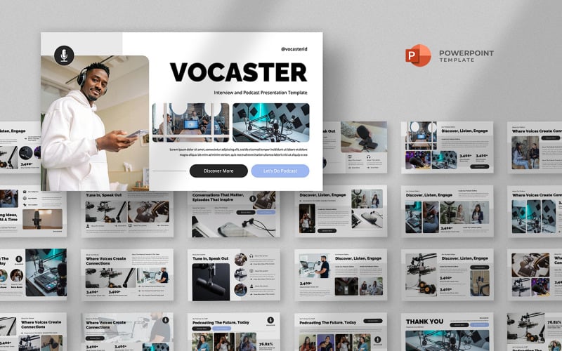 Vocaster - modelo de podcast e rádio Powerpoint