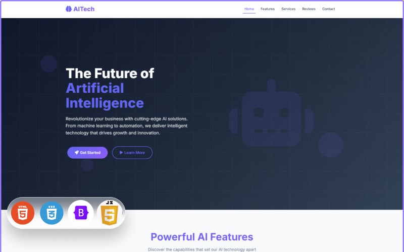 AITech – KI & Technologie | Moderne HTML-Landingpage-Vorlage