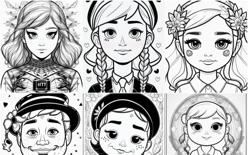 Colección de retratos caprichosos de seis personajes