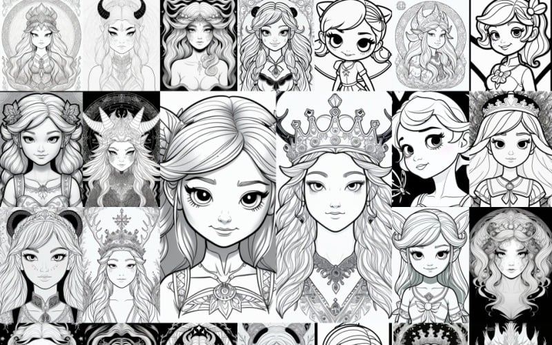 Colección de retratos de princesas encantadas: 24 diseños únicos