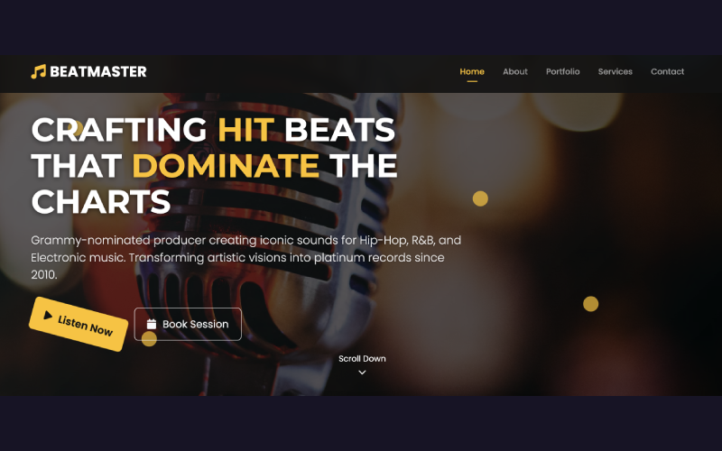 HTML-mall för webbplats för musikproducentbyrå