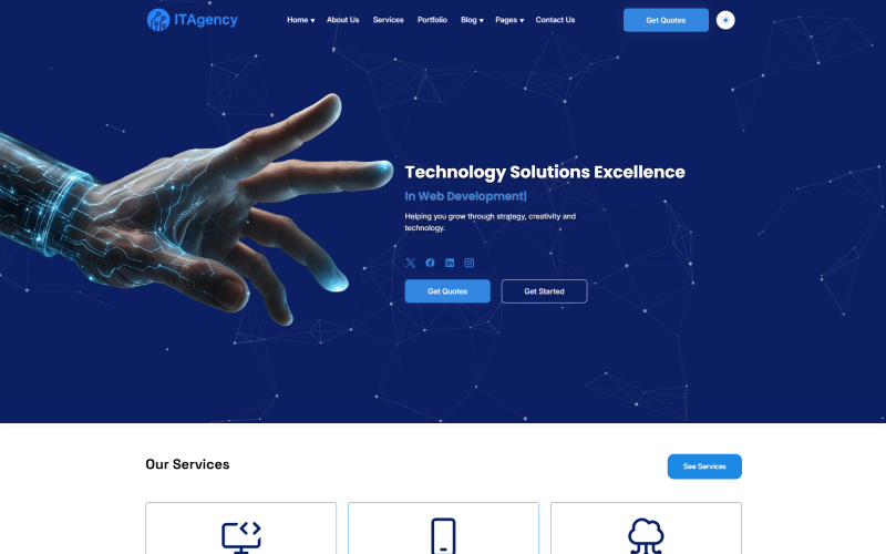 IT-Agentur | Responsive Website-Vorlage für vielseitige IT-Lösungen und Geschäftsdienste