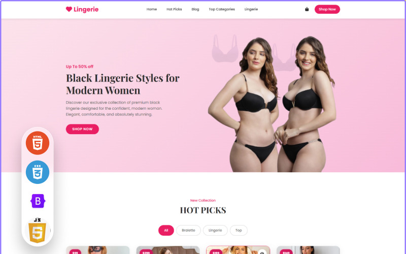 Lingerie - Modello di landing page HTML per la collezione di lingerie premium