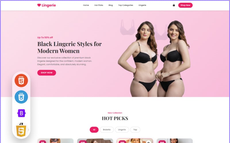 Lingerie  - Premium Lingerie Shop Collection HTML Landing Page Template