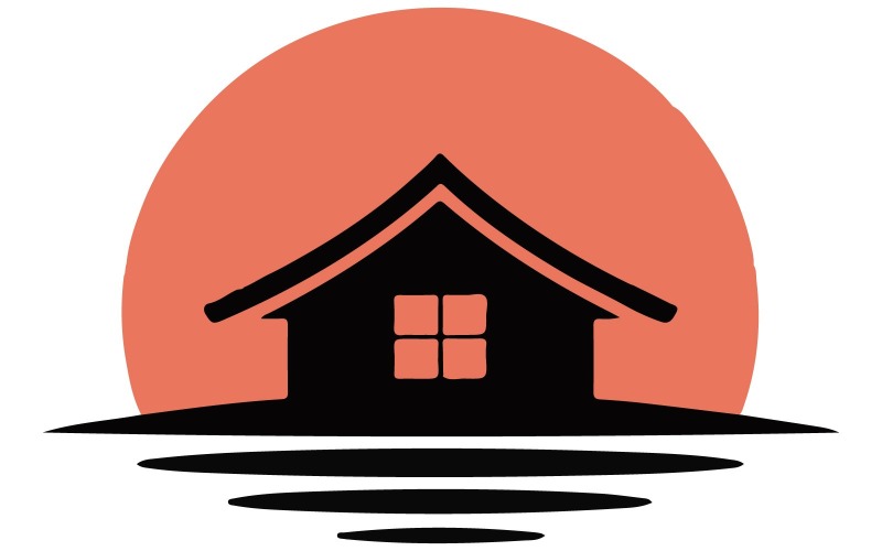 Minimalistyczny projekt logo przedstawiający sylwetkę domu
