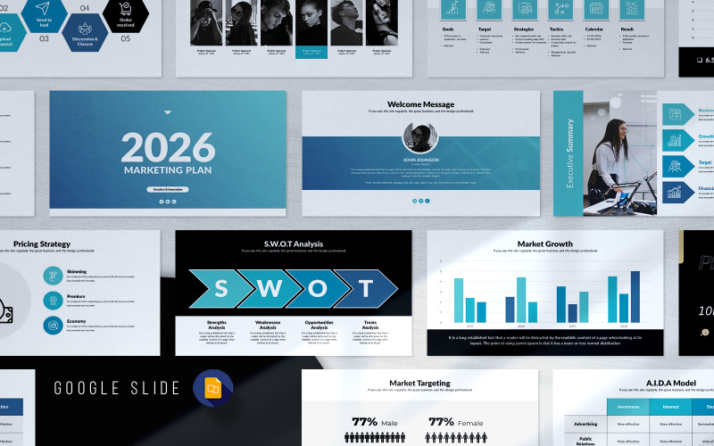 Modello di presentazione del piano di marketing per Google Slide
