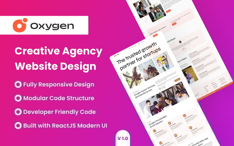 Oxygen - ReactJS Yaratıcı Ajans Web Sitesi Şablonu