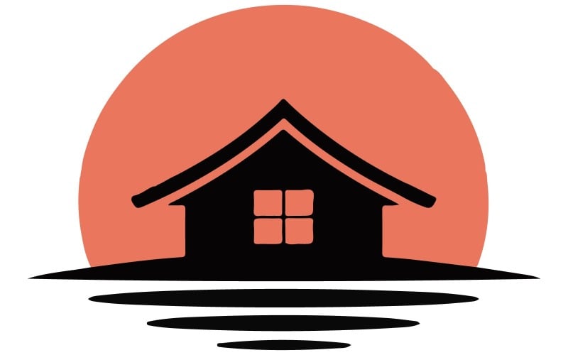Uma casa de design de logotipo minimalista silhuetada