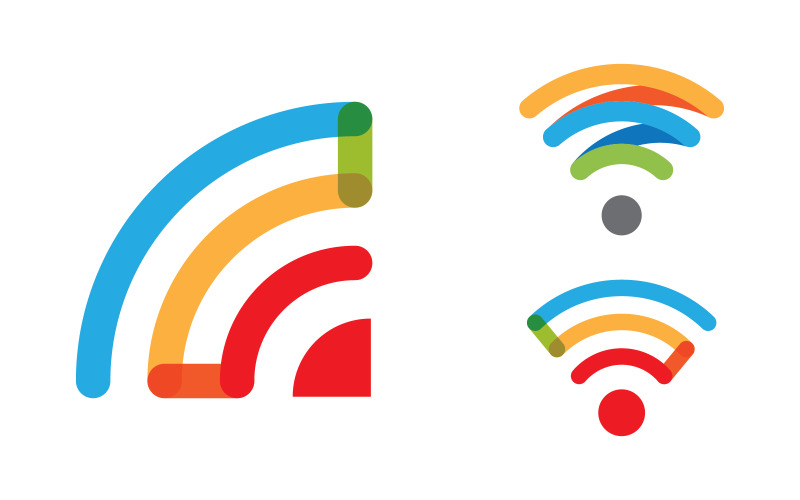 Conceito de conexão de internet Wi-Fi, ícone, logotipo, ilustração, design v1.6