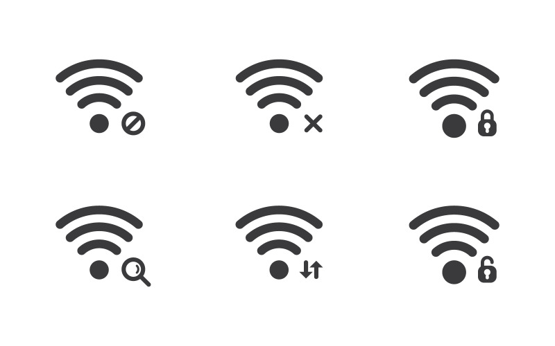 Concept de connexion Internet Wi-Fi, icône, logo, illustration, conception v1.2