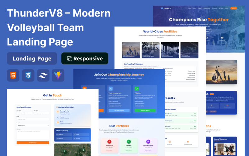 ThunderV8 – Landingpage für moderne Volleyballteams