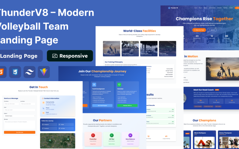 ThunderV8 – Landingpage für moderne Volleyballteams