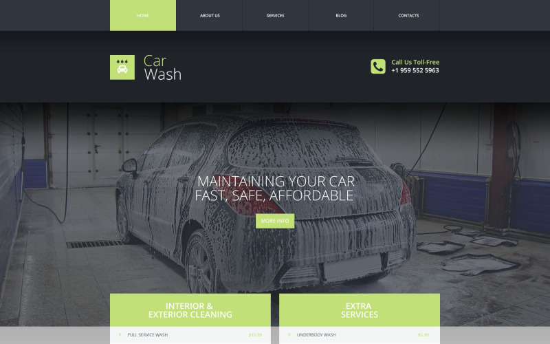 Адаптивний шаблон веб-сайту для мийки автомобілів