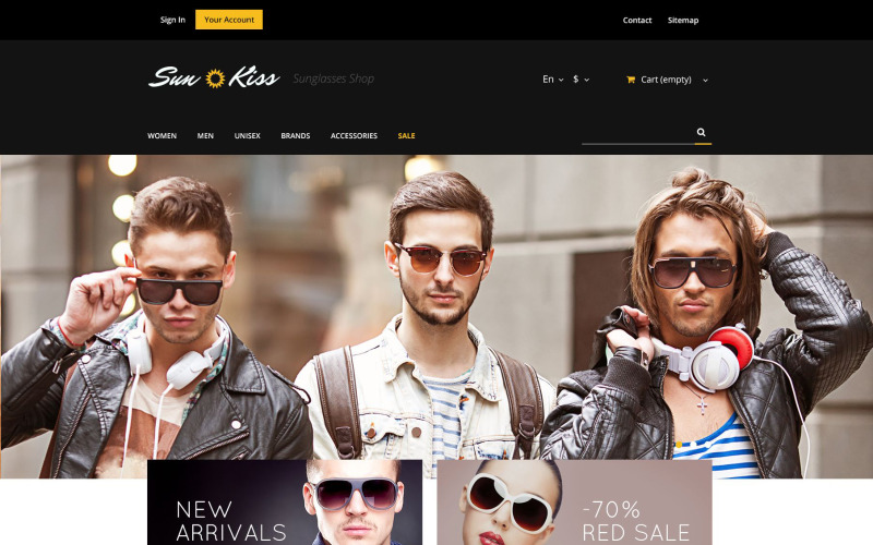 Эксклюзивная тема PrestaShop для солнцезащитных очков