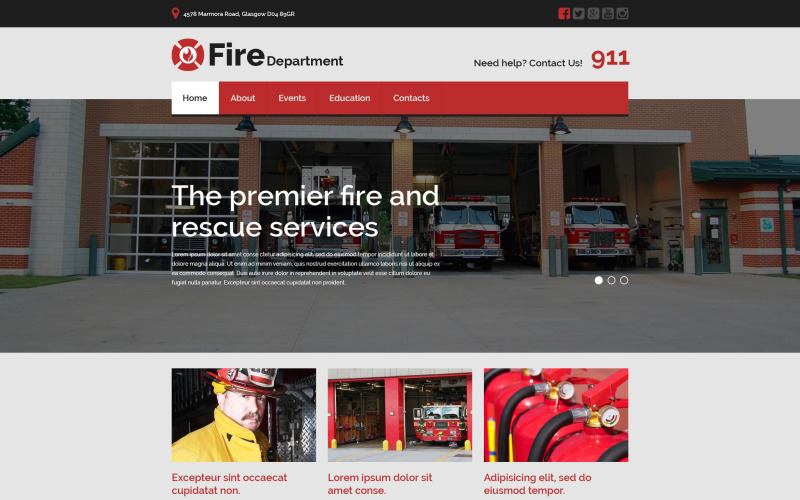 Modello di sito Web reattivo dei vigili del fuoco